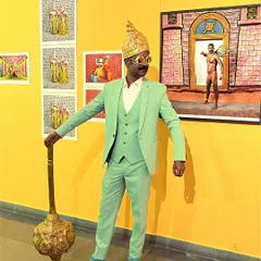 Dressed in character during the preview of my exhibition. For me, the artist is a performer and the opening is part of the act, blurring the lines between the art, the artist, and the audience.