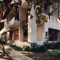 The Ayushakti Health Resort in Mumbai, an urban oasis where we used traditional elements and biophilic design to create a healing atmosphere amidst the city's density.