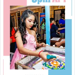 Another look at the popular spin art station. The joy is in watching the colors blend and fly outwards to create an unpredictable and beautiful design.
