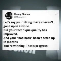 Progress isn't just about lifting heavier weights. If your technique has improved and your old injuries haven't flared up in months, you are winning. That is real progress.