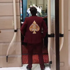 Waiting in the wings before my show for Red Chief. The custom suit and the open doors build anticipation for the magic that is about to unfold on stage.