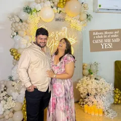 Pure laughter and happiness after the proposal. Our job is to create a beautiful scene, but it's moments like this that truly bring the decor to life.