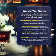 We provide expert tips for choosing your wedding cocktails. We can help you design a unique signature cocktail that reflects you and your partner's personalities for a truly personal touch.