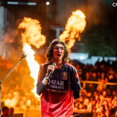 Capturing an artist in their element, surrounded by pillars of fire. My stage production incorporates high-impact special effects like pyrotechnics to amplify the energy of a live performance and create a truly immersive show.