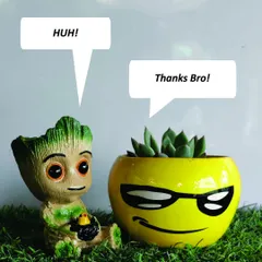 A fun conversation between my Groot and smiley-face planters. I believe that your plant's home should be as full of personality as you are.