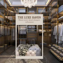 A walk-in closet should be more than just storage; it should be a personal sanctuary. This luxe haven was designed with custom glass cabinetry, integrated lighting, and a central ottoman, where every detail whispers refinement and organization.