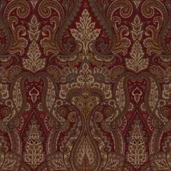 A detailed view of my Begum Jaal wallpaper in a rich maroon. The intricate paisley motifs are layered to create a dense, luxurious pattern that is a hallmark of Jamawar-inspired design.
