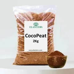 A close-up of our 2kg Cocopeat pack. It's a lightweight and sustainable alternative to traditional soil for seed starting and potting mixes.