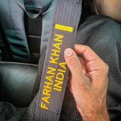 A close-up of my personalized black belt. It represents years of hard work, dedication, and what it takes to reach this level.