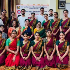 A group photograph with the wonderful students at the Raja Mansingh Tomar University in Gwalior. I conducted a workshop for students from various departments, creating a beautiful amalgamation of our culture.