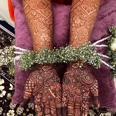 Another view of a fully developed bridal henna stain. The intricate patterns are even more beautiful with this deep, rich color.