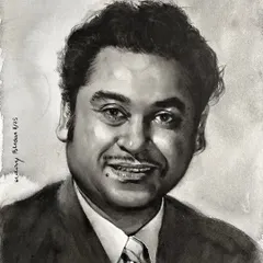 The final monochrome watercolor portrait of the legendary singer Kishore Kumar. This was a value study from my course, focusing on capturing his timeless charm through light and shadow.