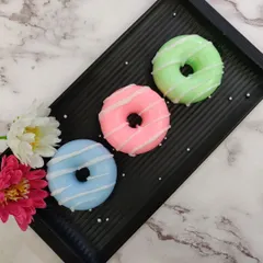 The best part about my donut soaps? You can indulge in them guilt-free. They are available in three attractive colors.