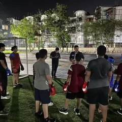 A wider view of our outdoor training area where our youth group gathers for instruction. We create a structured environment where kids can learn and grow as athletes.