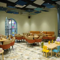 Another perspective of our versatile cafe space, which can be configured for daily use or for special private events and birthday parties.