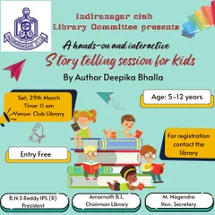 This was the poster for a free, hands-on storytelling session I conducted at the Indiranagar Club. We read a book and then designed our own rock gardens, combining literature with a fun craft.