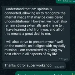 A heartfelt message from a participant who learned a great deal from one of my workshops. It's messages like these that reinforce the value and impact of my work.