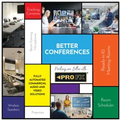 We deliver superior conference experiences through fully automated audio and video solutions. This overview highlights our capabilities, including tracking cameras, beamforming microphones, and ready-to-use meeting rooms that enhance collaboration and drive success.