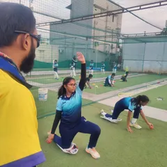 A coach's-eye view of a bowling drill for our girls' team. We provide close supervision to ensure every player develops the correct technique from the start.