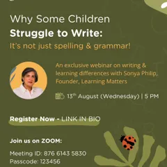 A child's struggle with writing often goes beyond just spelling and grammar. Join our founder, Sonya Philip, for an exclusive webinar exploring the underlying learning differences that can impact writing and discover strategies to better support them.