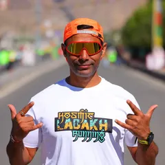 Rocking the 'Kosmic Ladakh Running' gear. My coaching for high-altitude races is about more than just physical prep; it's about building a mindset to match the challenge.