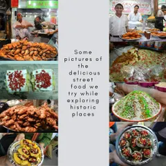 A mouth-watering collage of the street food we sample on our Old Delhi walk. From spicy chaat and fruit kulfis to fried chicken and shahi tukda, it's a culinary journey through the city's history.
