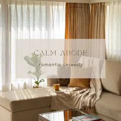 Sunlight streams through the sheer curtains, casting a warm glow on this cozy corner of the living room. This image captures the romantic serenity we aimed for, using soft fabrics and natural light.