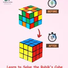This before-and-after image shows the incredible results of our training. We can teach anyone how to solve a scrambled Rubik's Cube in seconds, building confidence and problem-solving abilities.