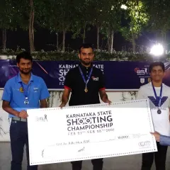Presenting the winners of the 10m Air Rifle Men ISSF event at the Karnataka State Shooting Championship 2021, where our shooters secured top positions.