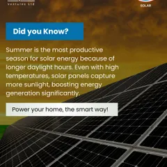 Did you know summer is the most productive season for solar energy? Longer daylight hours mean more sunlight capture, boosting energy generation and your savings significantly.
