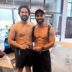 A proud moment with a client at a HYROX event. The camaraderie and shared sense of accomplishment are what make these events so special. We train hard, and we celebrate our victories together.