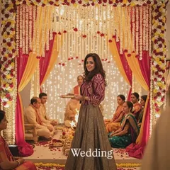 For a formal wedding ceremony, the same outfit feels regal and elegant. The rich texture of the brocade skirt and jacket stands out, making you feel put-together and special.