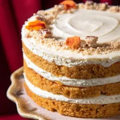My Carrot Cake is a classic for a reason. It features a dreamy pecan filling and a spiced cream cheese frosting that makes it extra special and comforting.