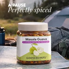 My Masala Guava is a great travel and adventure snack. This jar is pictured here on a camping trip, showing how easy it is to pack a nutritious and perfectly spiced treat for a pause during your explorations.