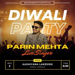 The official poster for a Diwali Party at a lakeside venue in Lonavala. I specialize in creating a festive and high-energy atmosphere for private and corporate Diwali celebrations.