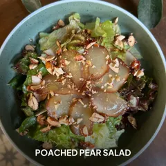 Light, refreshing, and full of flavor. My Poached Pear Salad combines tender, spiced pears with crisp lettuce and a sprinkle of toasted almonds for a perfect summer meal.