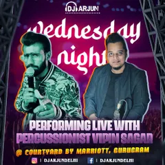 This poster announced a Wednesday night residency show at the Courtyard by Marriott, Gurugram. My sets with a live percussionist add a layer of performance and energy that keeps the midweek party going strong.