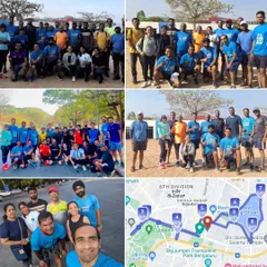 This collage showcases the different groups and moments from our TCSW10K practice run. It includes a map of the route we covered, showing our organized approach to training.