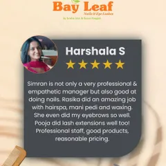 A wonderful review praising our team members Simran, Rasika, and Pooja for their work in nails, hair spa, waxing, eyebrows, and lash extensions. We pride ourselves on having a professional team and reasonable pricing.
