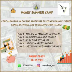 Our Money Summer Camp is an exciting online adventure into finance for ages 12-15. Guided by a practicing CA, this 5-day camp covers everything from budgeting and investing to the basics of the stock market safari.