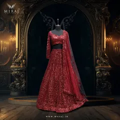 This red bridal lehenga is a masterpiece of sparkle and design. The full-sequin look is for the bride who wants to stand out with modern glamour.