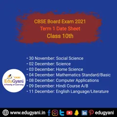 The official CBSE Board Exam 2021 Term 1 Date Sheet for Class 10th. Make sure you are aware of all your exam dates.