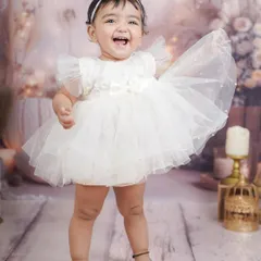 A moment of pure energy and happiness as she stands and shows off her beautiful dress.
