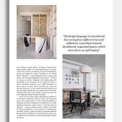 Another page from my feature in Livingetc, where I explain my design language. I see it as transitional, borrowing from different eras to create decluttered, organized spaces that feel both raw and refined.