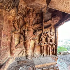 A magnificent stone carving of a deity inside a temple cave. The powerful imagery and stories depicted in ancient Indian art often find their way into my dance narratives.