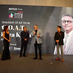 On stage after being recognized as the GOAT (Greatest of All Time) of the industry by CREDAI MCHI at The Spaciux Design Awards in Mumbai. I am truly grateful for this recognition of my contribution to architecture.