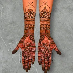A classic symmetrical design featuring majestic peacocks as the centerpiece. The intricate feather patterns and surrounding details create a timeless bridal look.