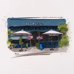 A sketch of a favorite coffee shop in Hoi An, Vietnam. I can create a custom architectural illustration of your business storefront or a place that holds special meaning for you.