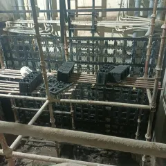 Here you can see the initial setup in a challenging space, with scaffolding and panels ready for installation. I can build a vertical garden almost anywhere.