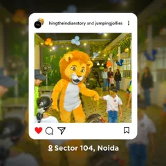 Meet my friendly lion mascot, a favorite among the kids. This is one of the many entertainment add-ons I offer to make your child's birthday party extra special and interactive.